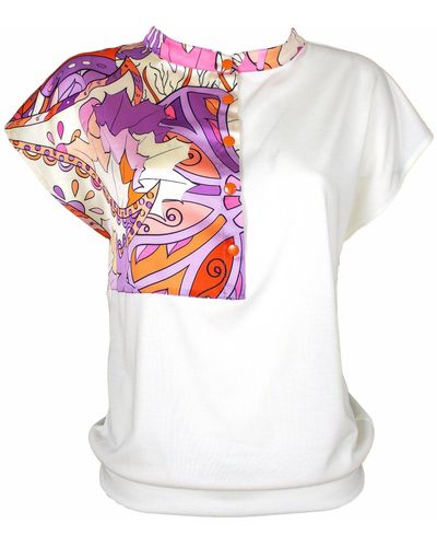Lalipop Design Abstract Print Garnished Blouse - White