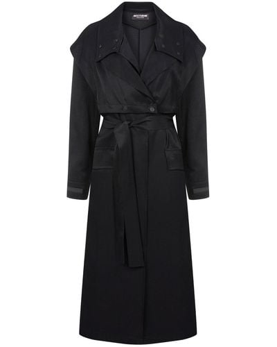 Nocturne Navy Double-breasted Trench Coat - Black