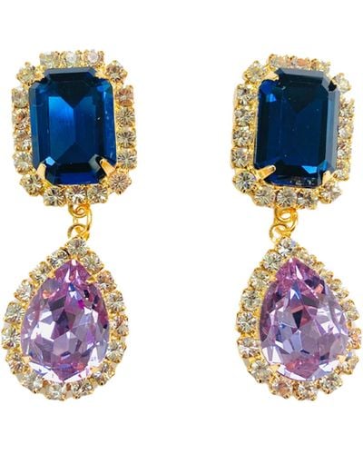 The Pink Reef Jewel Drop In Navy And Violet - Blue