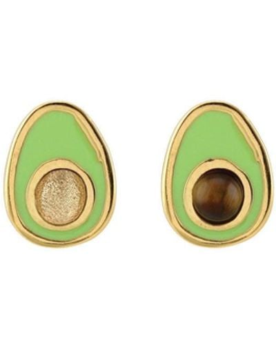 Kris Nations Avocado Enamel Stud Earrings - Green