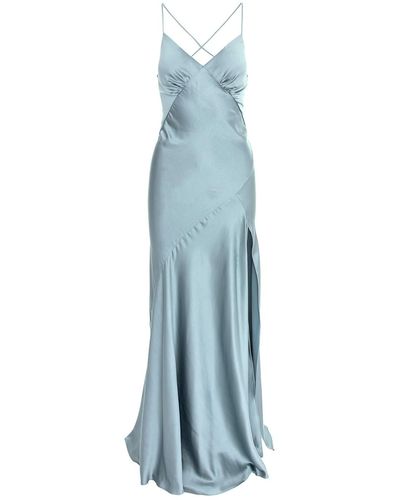 ROSERRY Seville Satin Maxi Dress In Grey - Blue
