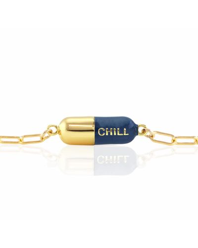 Kris Nations Chill Pill Enamel Bracelet Gold Filled & Blue Enamel