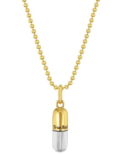 True Rocks 2tone 18kt Gold-plated & Sterling Silver On Gold Chain Small Pill Pendant - Metallic