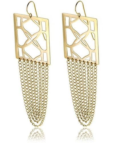 Georgina Jewelry Gold Signature Runway Rectangle Earrings - Metallic