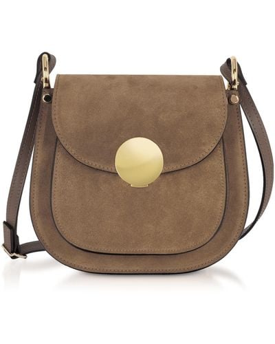 Le Parmentier Neutrals Agave Suede & Smooth Leather Shoulder Bag - Brown