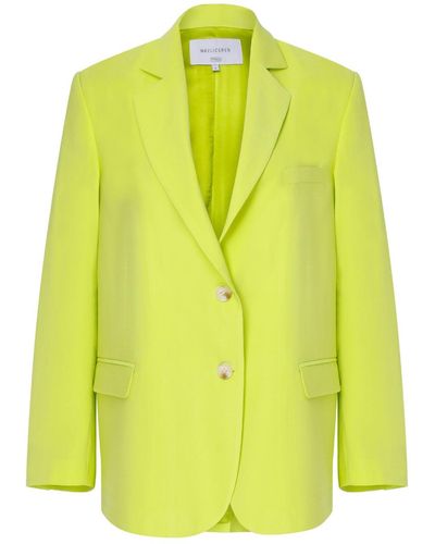 NAZLI CEREN Boxy Oversized Jacket In Lime - Yellow