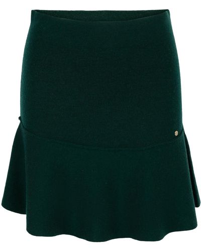 tirillm "anita" Short Merino Wool Flared Skirt -dark - Green
