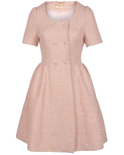 Santinni 'golden Age' Wool Tweed Dress Coat In Rosa - Pink