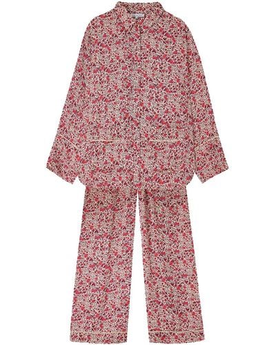 Lily and Lionel Evie Pajama Set Aster Floral Printed Pink Red Multicoloured