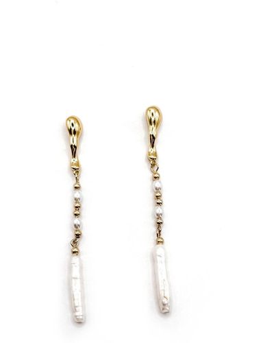 Babaloo Pearl Molten Spike Earrings - Metallic