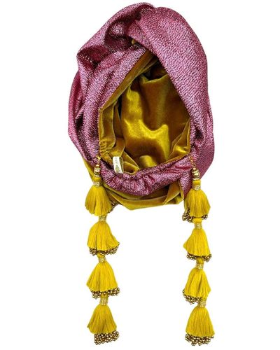 Julia Clancey Pink Snazzy & Golden Velour Reversible Dorado Turban - Multicolour