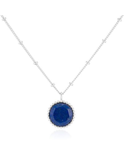 Auree Barcelona Silver September Birthstone Necklace Lapis Lazuli - Blue