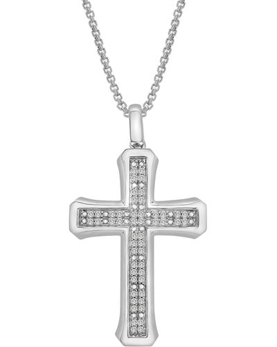 Miki & Jane Diamond Cross Pendant In Sterling Silver - Metallic