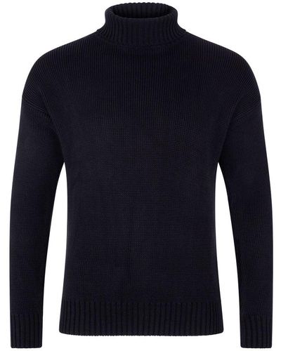 Paul James Knitwear S Cotton Submariner Roll Neck Arthur Sweater - Blue