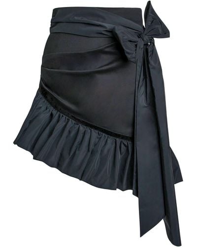 Tia Dorraine Ruffles Please Asymmetric Mini Skirt - Black