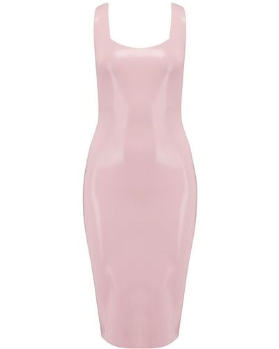Elissa Poppy Latex Midi Dress - Pink