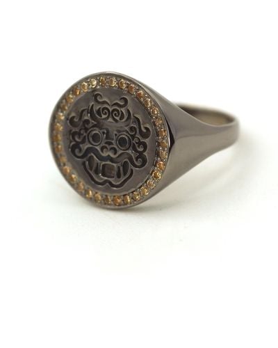 VicStoneNYC Fine Jewelry Unique Dokkaebi Siget Ring For - Black