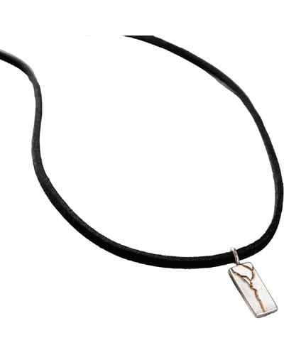 Posh Totty Designs Leather & Sterling Kintsugi Tag Necklace - Metallic