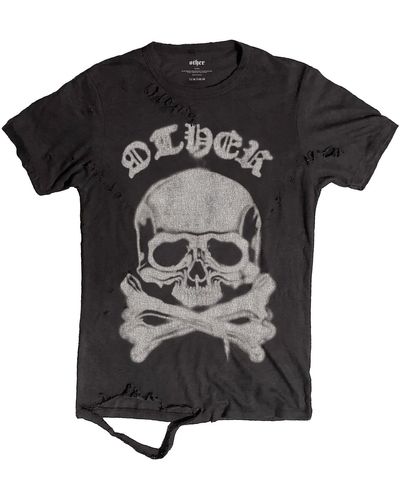 Other Graffiti Skull & Crossbones Thrasher T-shirt - Black