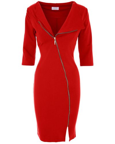 ROSERRY Chelsea Zipped Jersey Midi Dress In - Red