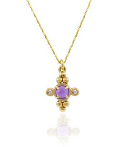 Lee Renee Amethyst & Diamonds Cross Necklace - Multicolor