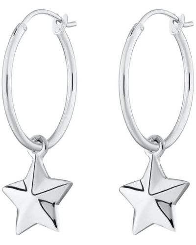 Lily Charmed Sterling Faceted Star Charm Hoop Earrings - White