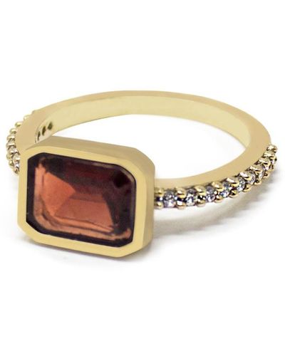 Vintouch Italy Luccichio Gold Vermeil Garnet Sparkle Ring - Red
