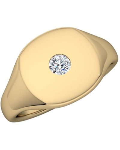 Undefined Jewelry 14k Signet Ring With Diamond Yellow - Metallic