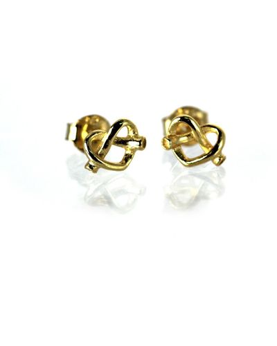 VicStoneNYC Fine Jewelry Heart Stud Earrings - Metallic