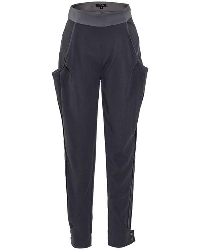 Smart and Joy Bi-material Tapered Trousers - Blue