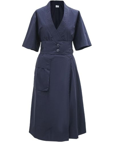 Smart and Joy Cotton Kimono Wrap Dress - Blue