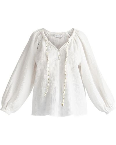 Paisie Cheesecloth Peasant Blouse In - White