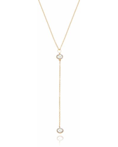 Lily & Roo Pearl Lariat Necklace - Metallic