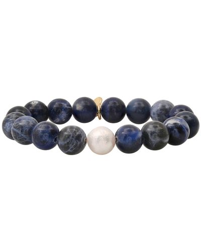 Soul Journey Jewelry Sodalite And Pearl Bracelet - Blue
