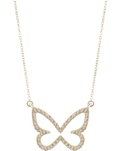 Cosanuova Butterfly Diamond Necklace In Yellow - Metallic