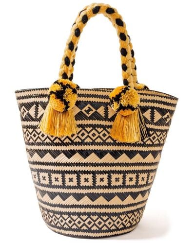 Washein Premium Woven Straw Basket Bag - Metallic