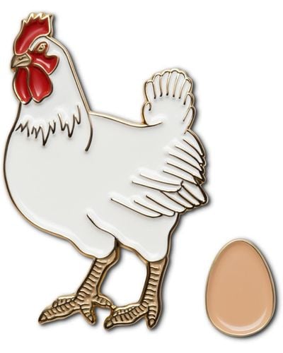 Make Heads Turn Enamel Pin Chicken & egg - White