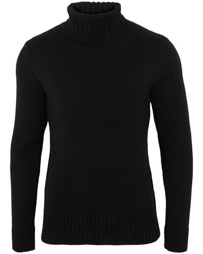 Paul James Knitwear The Fitted Submariner Lloyd Roll Neck Merino Wool Sweater - Black