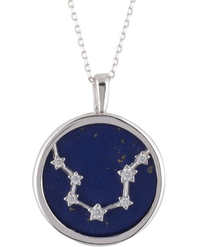 LÁTELITA London Zodiac Lapis Lazuli Gemstone Star Constellation Pendant Necklace Silver Aquarius - Blue