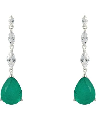 LÁTELITA London Zara Teardrop Colombian Emerald Gemstone Earrings Silver - Green