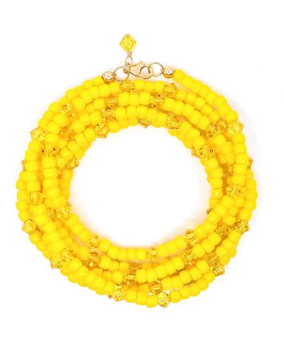 Shar Oke Yellow & Citrine Swarovski Wrap Beaded Bracelet