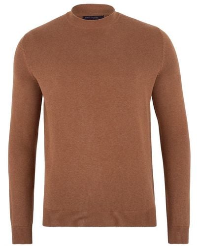 Paul James Knitwear S Cotton James Narrow Mock Turtleneck Sweater - Brown