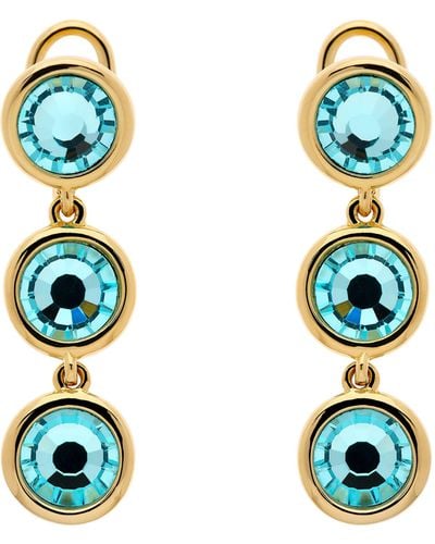 Emma Holland Jewellery Aqua Crystal Drop Clip Earrings - Blue
