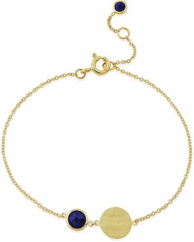 Auree Bali 9ct Gold September Birthstone Bracelet Lapis Lazuli - Metallic