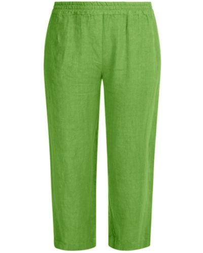 Haris Cotton Cropped Linen Trousers - Green