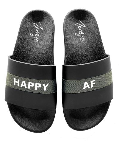 Zenzee Happy Af Slide Sandals - Black