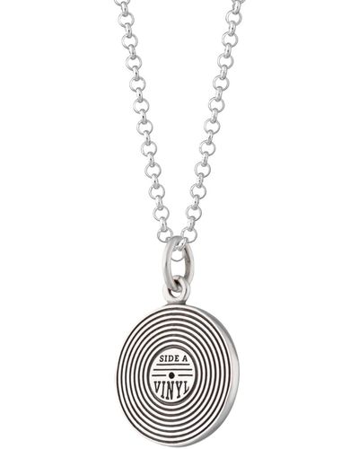 Lily Charmed Sterling Vinyl Record Necklace - Metallic