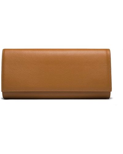 Lovard Neutrals Tan Leather Clutch With Gold Hardware - Brown