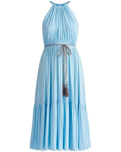 Paisie Tiered Halterneck Jersey Dress - Blue