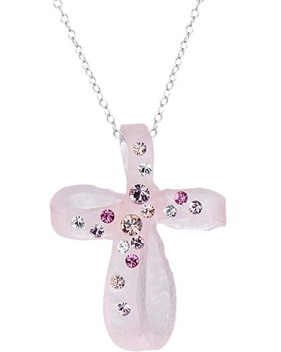 Gold & Honey Pink Bubble Cross With Swarovski Crystals - Multicolour